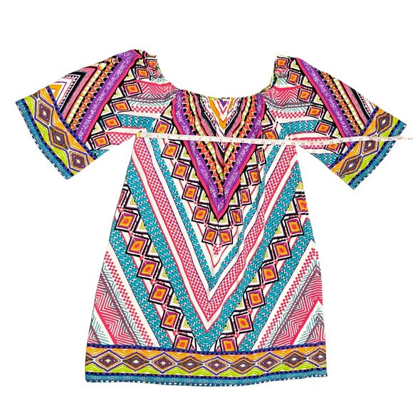 Flying Tomato Boho Blouse Women’s Size Medium Multicolor Geometric Tunic Top - Picture 3 of 10